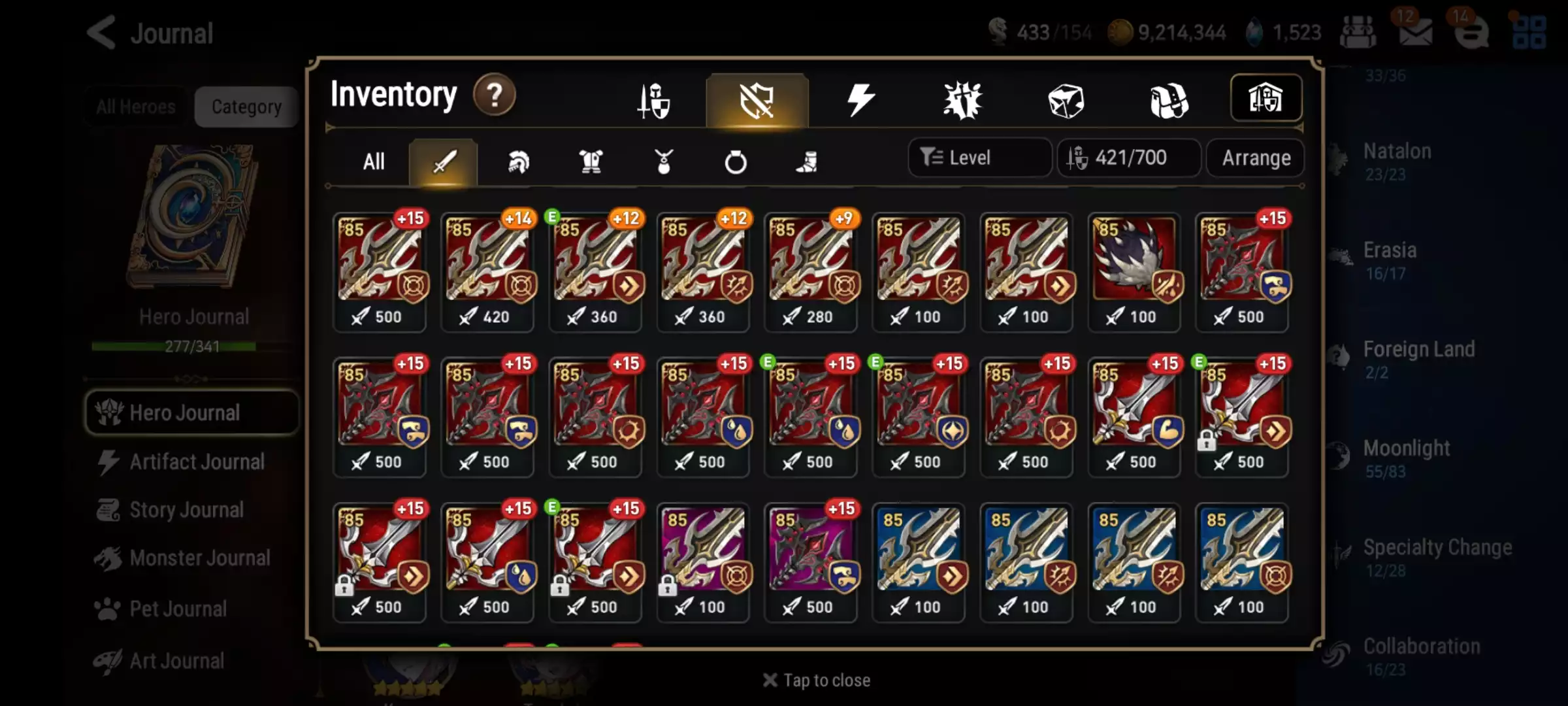 Ảnh 27ml hot meta senya politis atwin Collab limited gần full thiếu vài con trong hình Full overlord Full aespa Full slime Max spd 306 Auto all hunt trừ c13 95 con 6* Tài nguyên nhiều lá, charm đập đồ